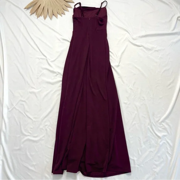 Birdy Grey Ash Crepe Cabernet Drape Cowl Neck Maroon Burgundy Maxi Dress XS - Picture 7 of 8